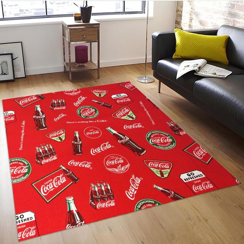 Coca Cola Round Rug Coca Cola Patterned Rug: Historical Signs, Soft Home Decor - Etsy