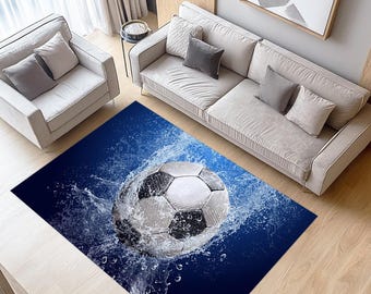 Soccer Ball Rug: 3D Sports Design, Boy&#39;s Room Carpet