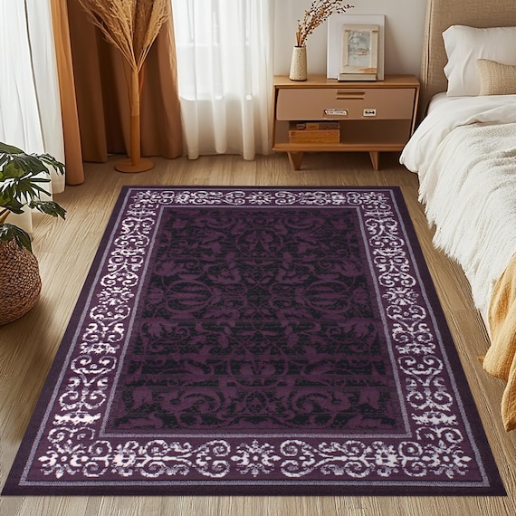 Black and Purple Art Rug: 3D Digital Print Home Decor - Etsy