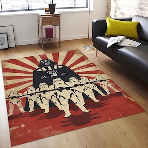 Red & Black Star Wars Rug: 3D Print, Non-Slip Cotton Base
