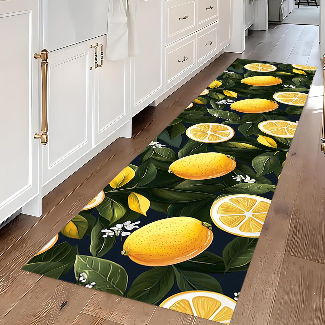 Lemon Print Runner Rug: Non-slip Hallway Entrance Rug - Etsy