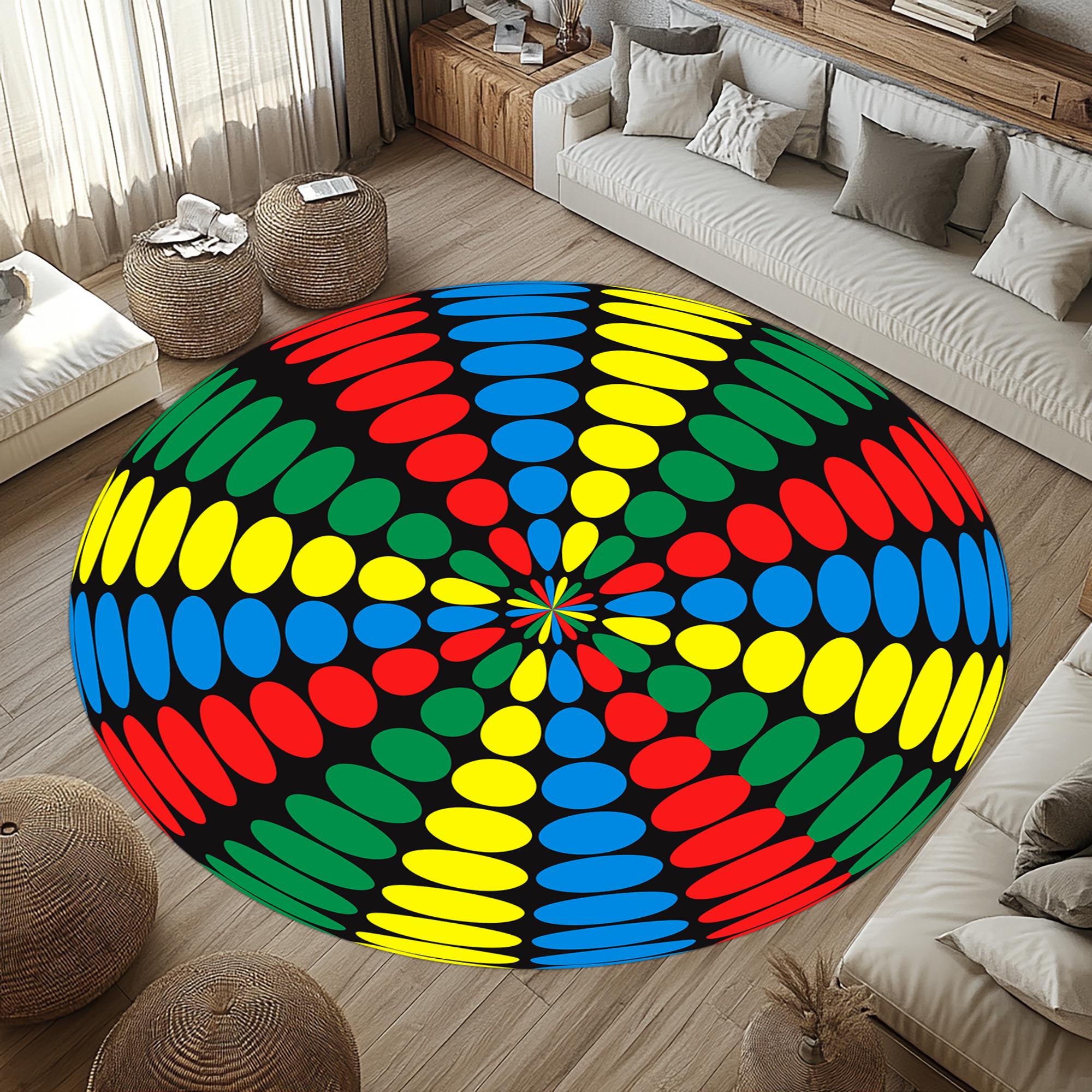 Black Blue Red Yellow Green Twister Round Rug, Round Twister Rug ...