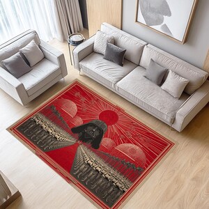Rood en zwart Star Wars-tapijt: scifi-woondecoratie