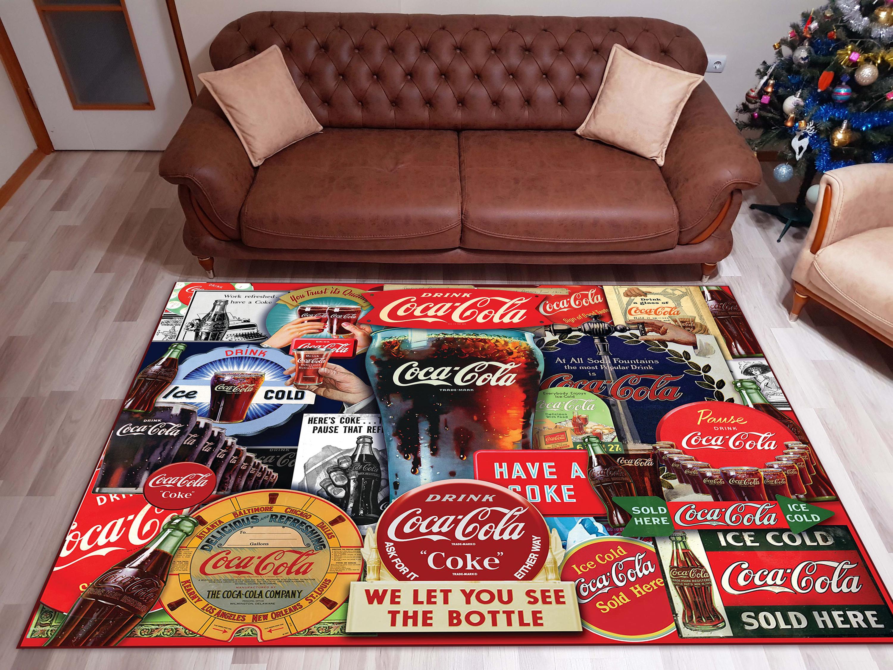 コカ・コーラの看板柄ラグ：歴史ある模様のラグ - Etsy 日本