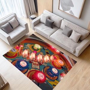 Pinball Carpet, Red Blue Pinball Rug, Pinball Playfield Rugs, Pinball Rug, Pinball Game Room Rug, Game Rug,Pinball Decor Rug, Game Room Rug
