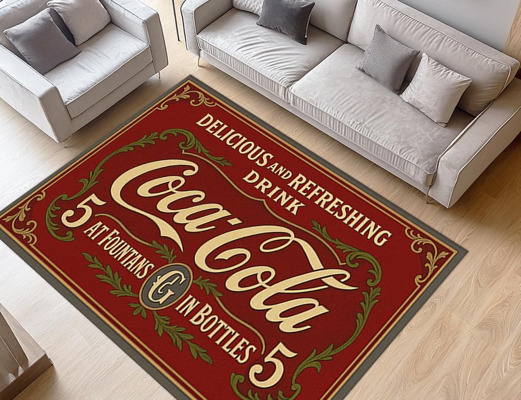 ヴィンテージ コカコーラ ラグ：レトロなソーダポップ広告のフロア