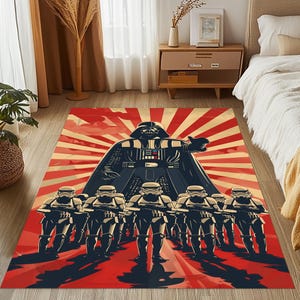 Star Wars Rug: Red, White & Gray Patterned Design