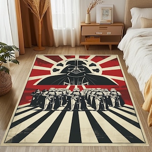 Red & Black Star Wars Rug: Boy&#39;s Room Decor, Non-Slip Cotton Base
