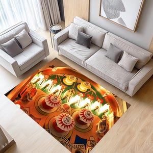 Pinball Carpet, Yellow Pinball Rug, Pinball Playfield Rugs, Pinball Rug, Pinball Game Room Rug, Game Rug, Pinball Decor Rug, Game Room Rug
