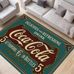 コカ・コーラの看板柄ラグ：歴史ある模様のラグ - Etsy 日本