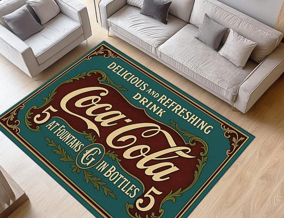 ヴィンテージ コカコーラ ラグ：レトロなソーダポップ広告の