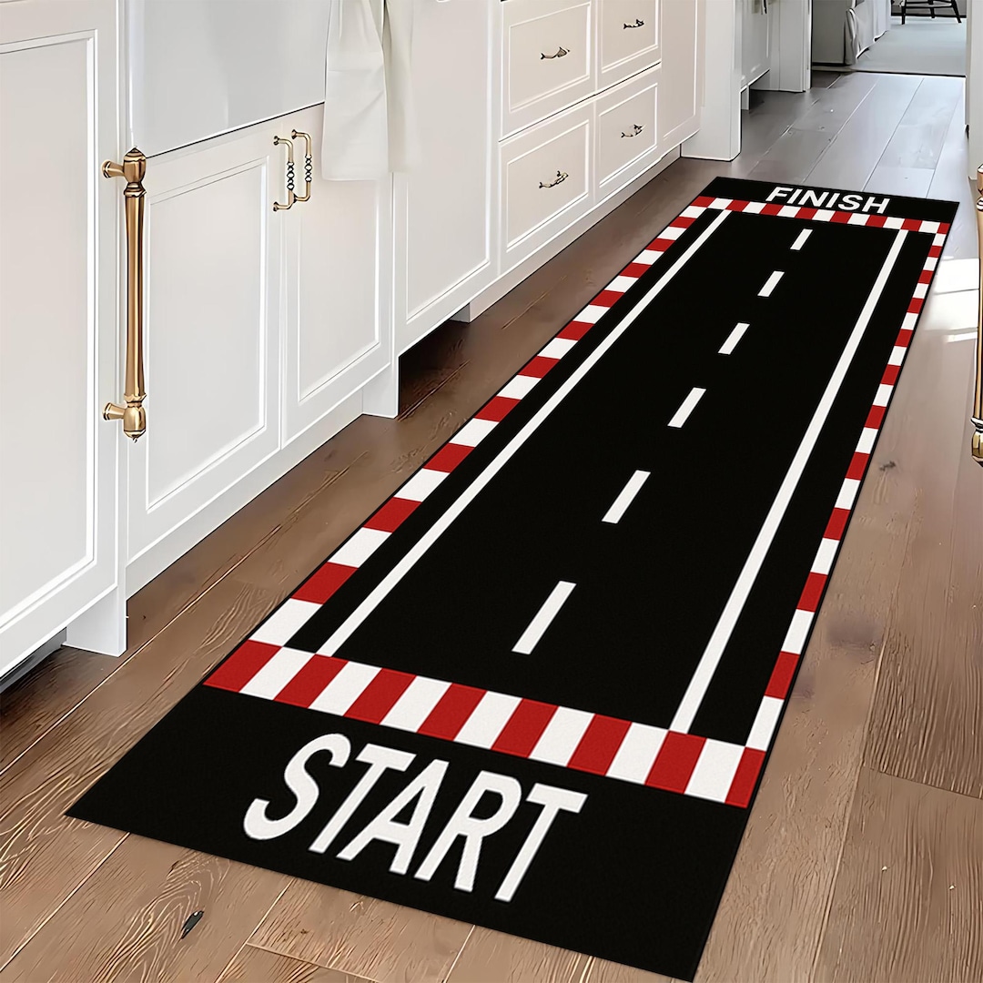 Race Track Rug: Kids Room Decor, Checkered Flag Design - Etsy
