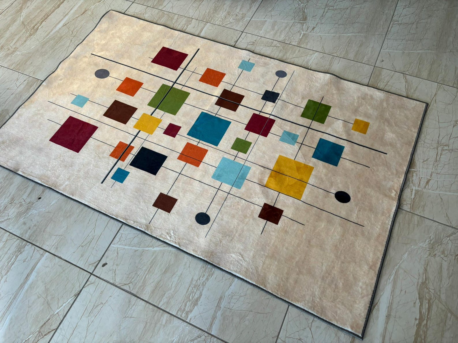 Mid Century Modern Decor Rug, Mid Century Art Area Rug,mid Century Rug ...