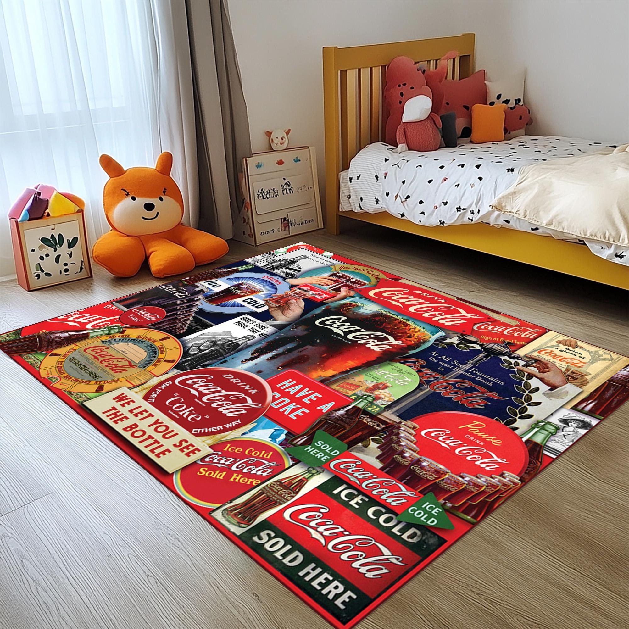 コカ・コーラの看板柄ラグ：歴史ある模様のラグ - Etsy 日本