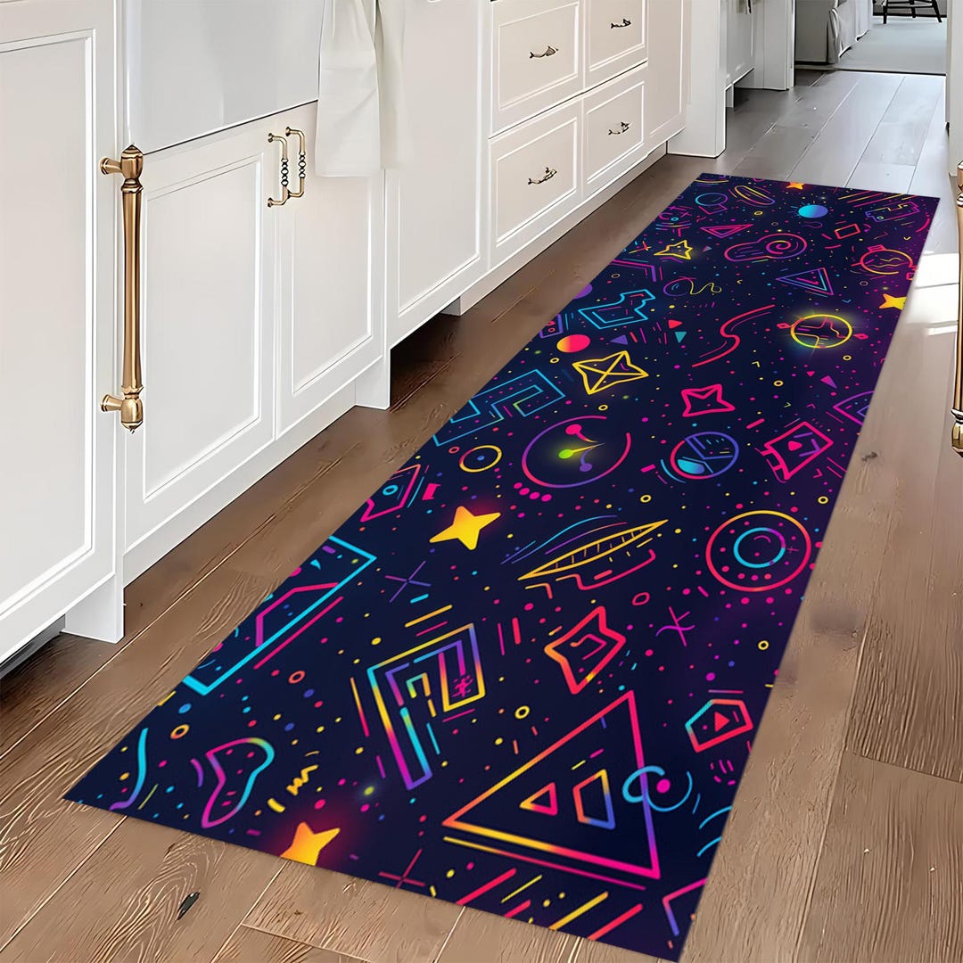 Retro Arcade Game Runner Rug: 80s 90s Neon Accent Rug - Etsy