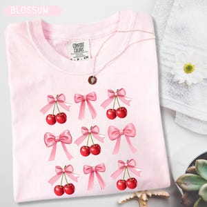 Cherry Bow T-Shirt: Comfort Colors Garment-Dyed Tee