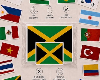 Jamaica Flag Sticker set | Water resistant Vinyl (Multiple Sizes)