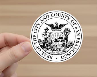 Adhesivo del sello del condado de San Francisco: Adhesivo impermeable para portátil y botella de agua