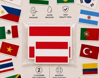 Österreichische Flagge Aufkleber-Set | Wasserfestes Vinyl (Verschiedene Größen)