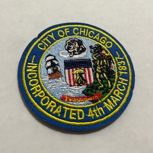 Stadt Chicago Aufnäher | Heat Press Chicago Patch für Hüte, Jeans, Pullover, Jacken, Shirts, Taschen und vieles mehr.