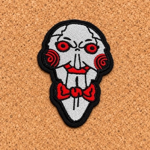 Horror Puppet Iron On Patch | Iron on Horror Puppet Patch for Hats, Jackets, Sweaters, Tote Bags, Denim and more.