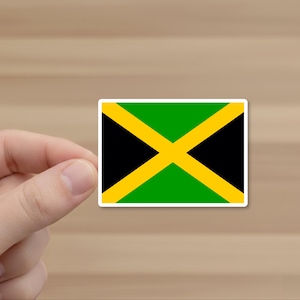 Jamaican Flag Sticker: Vinyl Decal for Water Bottles, Laptops
