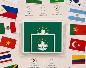 Macau Flag Sticker set | Water resistant Vinyl (Multiple Sizes)