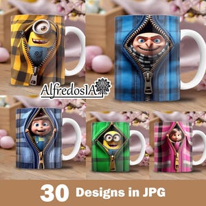 30 designs digital cartoon 3d,designs in JPG,sublimation wrap mugs,digital designs,classic cartoons,11oz,zipper style templates