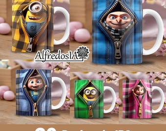 30 designs digital cartoon 3d,designs in JPG,sublimation wrap mugs,digital designs,classic cartoons,11oz,zipper style templates