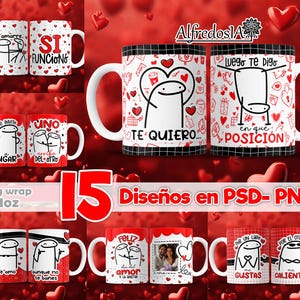 15 diseños caricatura san valentin ,15 diseños en PSD- PNG ,diseños digitales, designs,san valentin,11oz,amor,flor,amor