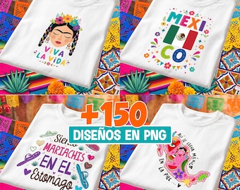 Over 150 Mexican Fiesta designs, +150 designs in PNG, sublimation, digital designs, cartoons, style, bundle, t-shirts, national holidays