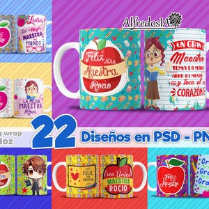 22 diseños dia del maestro ,22 diseños en PSD - PNG ,diseños digitales, designs,11oz,vintage,profesor,teacher,mug,taza,teacher's day