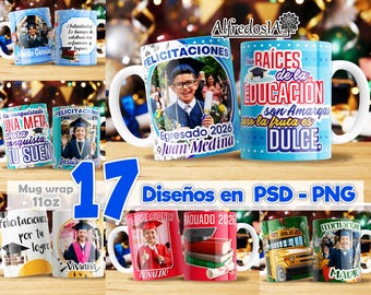 17 graduation designs, 17 designs in PNG - PSD, sublimation wrap mugs, digital designs, graduation, 11oz, mugs, 2026