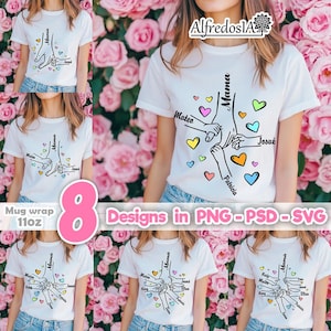 8 designs Dia das Mães, 8 designs em PSD-SVg-PDF-PNG, designs digitais, mãe, camisetas, vintage, dia das mães, camiseta