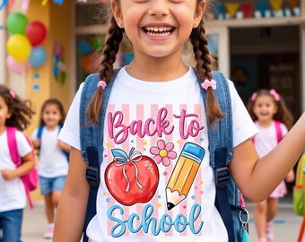 Back to School Shirt, First Day of School Shirt, Cute Apple Pencil Tee, Kindergarten Shirt, Girls Back to School T-Shirt, Teacher Gift