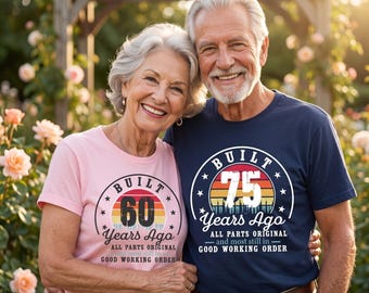 Built 60 Years Ago T-Shirt All Parts Original Funny 60th Birthday Gift for Him Her Retro Vintage 1965 Turning 60 Shirt Men Women