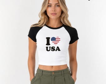 Camiseta corta sin mangas "I Love USA", camiseta patriótica para bebé, camiseta corta con la bandera estadounidense, camiseta del orgullo estadounidense, camiseta del 4 de julio, camiseta de celebración del 250 aniversario de Estados Unidos.