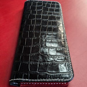 Cartera de piel plegable alargada en piel buttero italiana: diseño elegante y con estilo, perfecta para tarjetas y efectivo