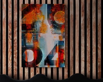 鮮やかな抽象アート、カラフルな抽象画、ミッドセンチュリーモダン