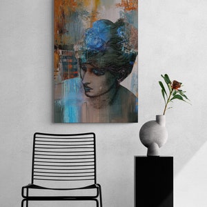 Abstracte portretdoek, modern muurdecoratie, 'Mood' afbeelding 5