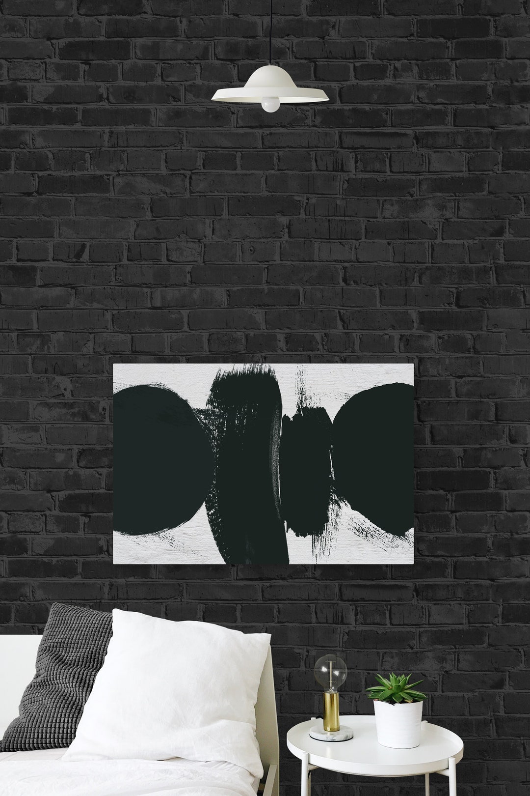 Modern Black and White Abstract Canvas Print, Expressionist Wall Decor ...