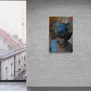 Abstracte portretdoek, modern muurdecoratie, 'Mood' afbeelding 7