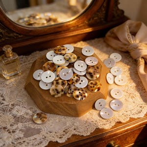 Leopard Shell Buttons, Natural Tiger Stripe 2 Hole Sewing Supplies, Vintage Style for Cardigan Shirt Coat, Unique Fashion Accessories