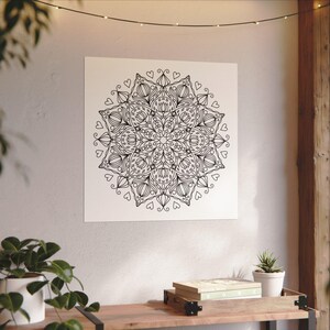 Póster para colorear DIY, acuarela, mandala sereno, mate, juego de pósteres, arte de pared bohemio, decoración del hogar, regalo para artistas yoguis, decoración de mindfulness para el hogar tranquilo