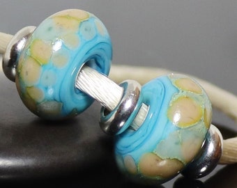 Handmade Lampwork Beads ~ Pair for Earrings ~ Sky Blue
