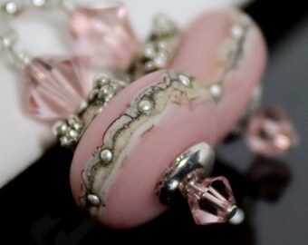 Handmade Earrings ~ Lampwork and Silver ~ Pink and Silver