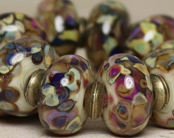 Handmade Lampwork Beads ~ Strand of Eleven ~ Queen's Garden