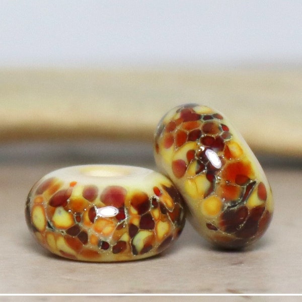 Handmade Lampwork Beads ~ Pair For Earrings ~ Caramel Macchiato