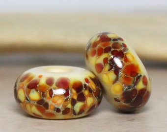 Handmade Lampwork Beads ~ Pair For Earrings ~ Caramel Macchiato