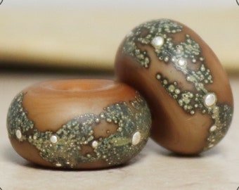 Handmade Lampwork Beads ~ Pair for Earrings ~ Milk Chocolate and Silver